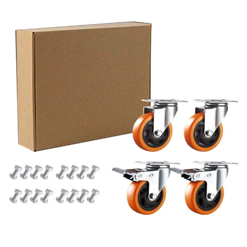 Swivel Caster Wheels Heavy Duty Casters with Brake Premium Dual Locking Casters No Noise Wheels for Furniture