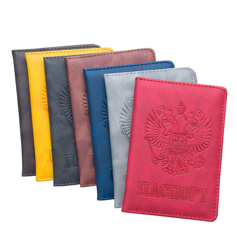 Russian Passport Cover Women Passport Case Men Travel Passport Holder Leather Credit Card Holder ID&Document Card Case