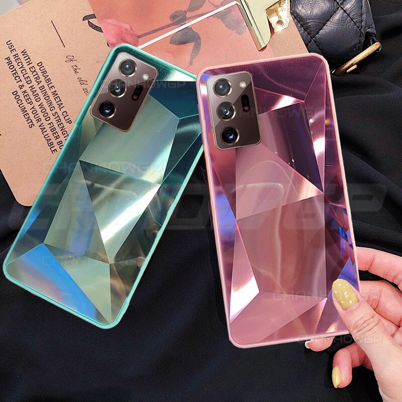 Do Samsung Galaxy Note 20 Ultra Case Glitter 3D pryzmat diamentowe lustro etui na telefony do Galaxy Note20 Note 20 miękka krawędź tylna okładka