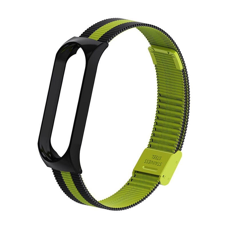 Pulsera inteligente para Xiaomi mi Band 3 4 mi Band 4 3 correa de Metal de acero inoxidable Z2: Green Black / For mi band 3