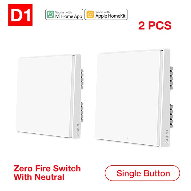 Xiaomi-Interruptor de pared inteligente Aqara D1 Zigbee, interruptor de luz con tecla de Control remoto inalámbrico, cable de fuego neutro, botón Triple para casa inteligente: 2PCS WithNeutral 1K