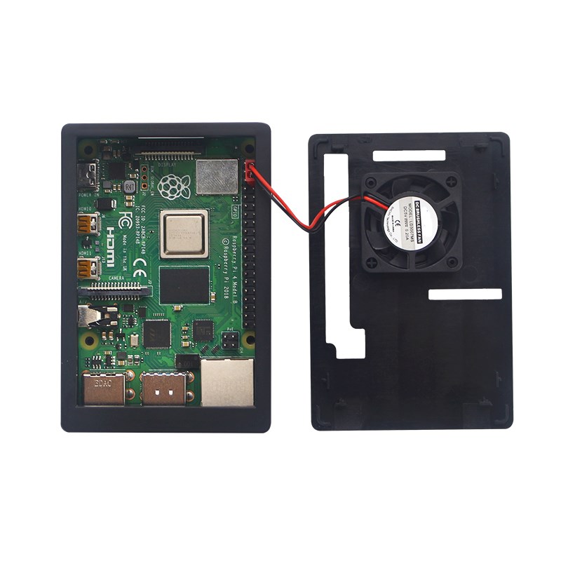 Boîtier en plastique ABS pour Raspberry Pi 3 B +, ventilateur de refroidissement 5V, écran tactile 3.5 pouces