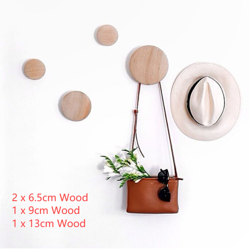 Juego de ganchos redondos de madera, Perchero de pared, organizador de almacenamiento, perchas de ropa, armario, cajón, manija, pared, dormitorio, decoración del hogar: Set D