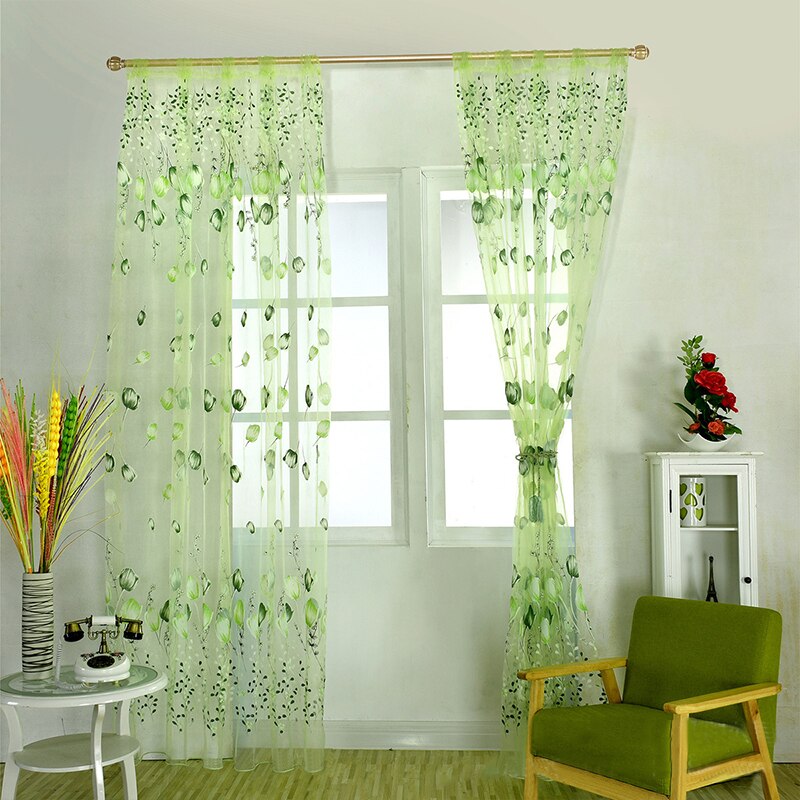 Cortinas de tul de tulipán para dormitorio de niños, visillo moderno de color púrpura para puerta, cocina y ventana, sombreado solar, 100x200cm