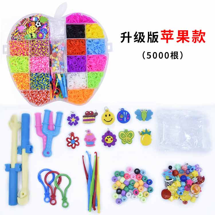Caja de bandas de goma de colores para de niñas, juego de pulseras para hacer Creavie DIY 5000-10000 unids/set: apple box 5000pcs