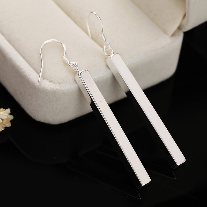 925 Zilveren Oorbellen Voor Vrouwen Mode Lange Bar Earring Bruiloft Sieraden