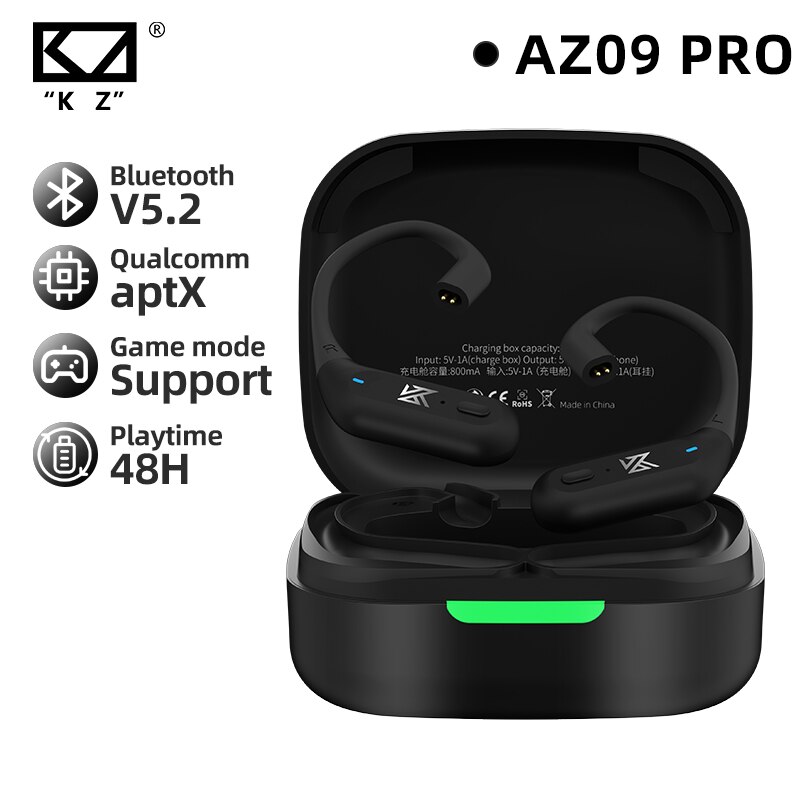 KZ-auriculares AZ09 Pro con gancho para la oreja, cascos inalámbricos auténticos con Bluetooth, compatibles con Monitor 5,1, auriculares con micrófono para juegos