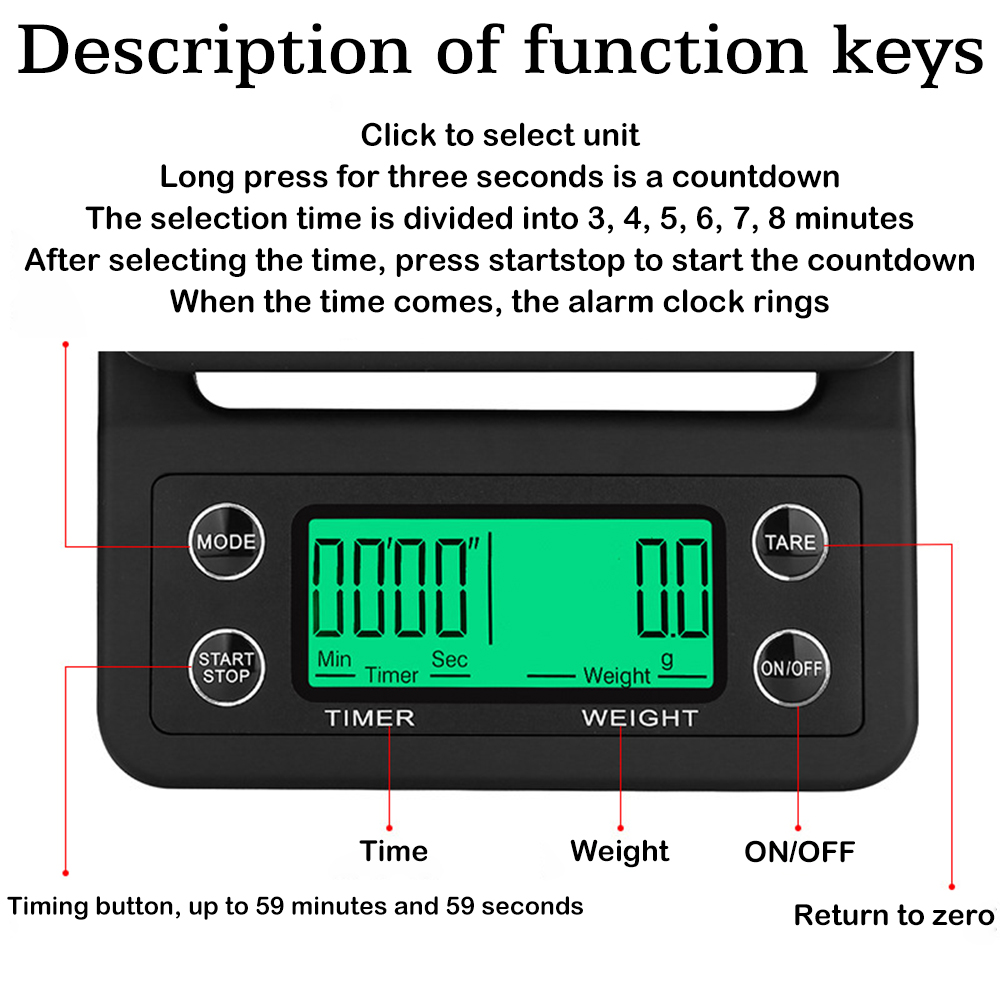 High Precision Coffee Scales Weight 0.1g With Timer Portable Electronic Digital Kitchen Scale LCD Numerical conversion
