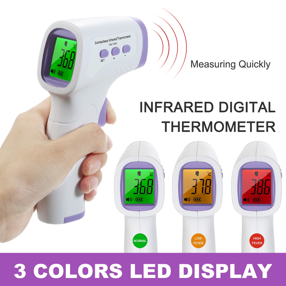 Digitalt øre pandetermometer lcd infrarød babytermometer berøringsfri kropstemperaturmåler temperatur med feberalarm