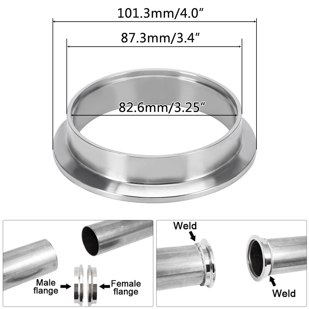 (2PC/LOT) 3.25" V-Band Flange Stainless Steel 304 FEMAL &amp; MALE OR NORMAL V Band Flange VFN325/VFM325