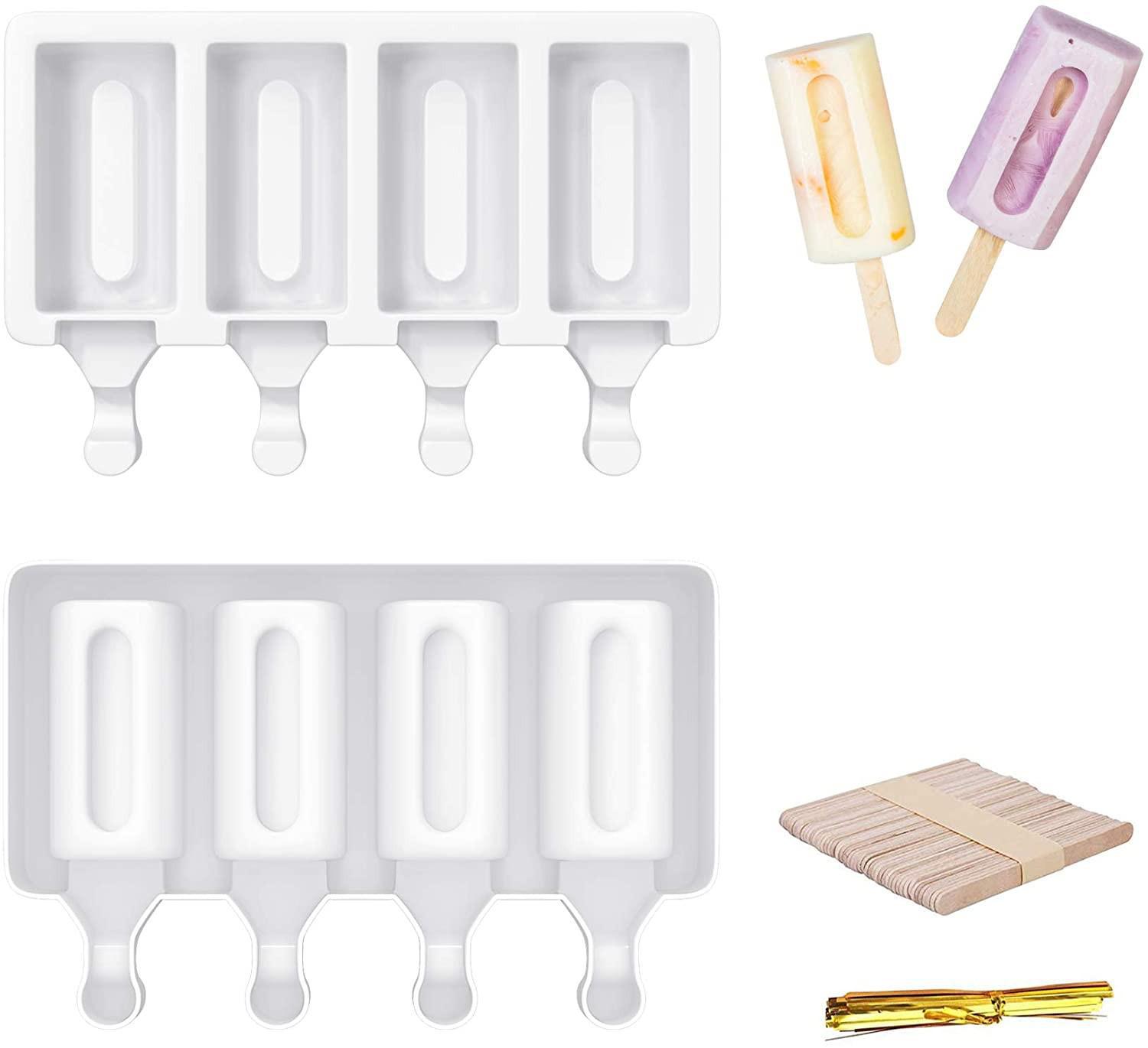 4-Cavity Popsicle Mold 2Pcs Ijs Maken Tool Set Diy Bakvorm Popsicle Cakevorm Te schoon Candy Bar: B-4