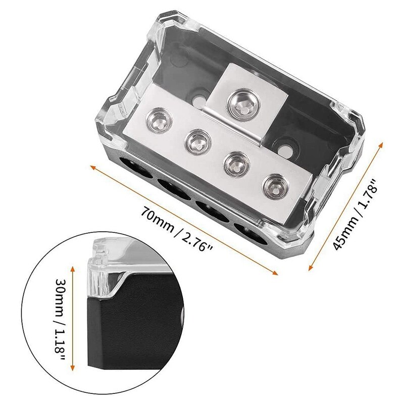 4 Way Power Distribution Block 1X 0/2/4 AWG in 4X 4/8/10 Out Amp Power Distribution Block for Car Amplifier Audio 2 Pack