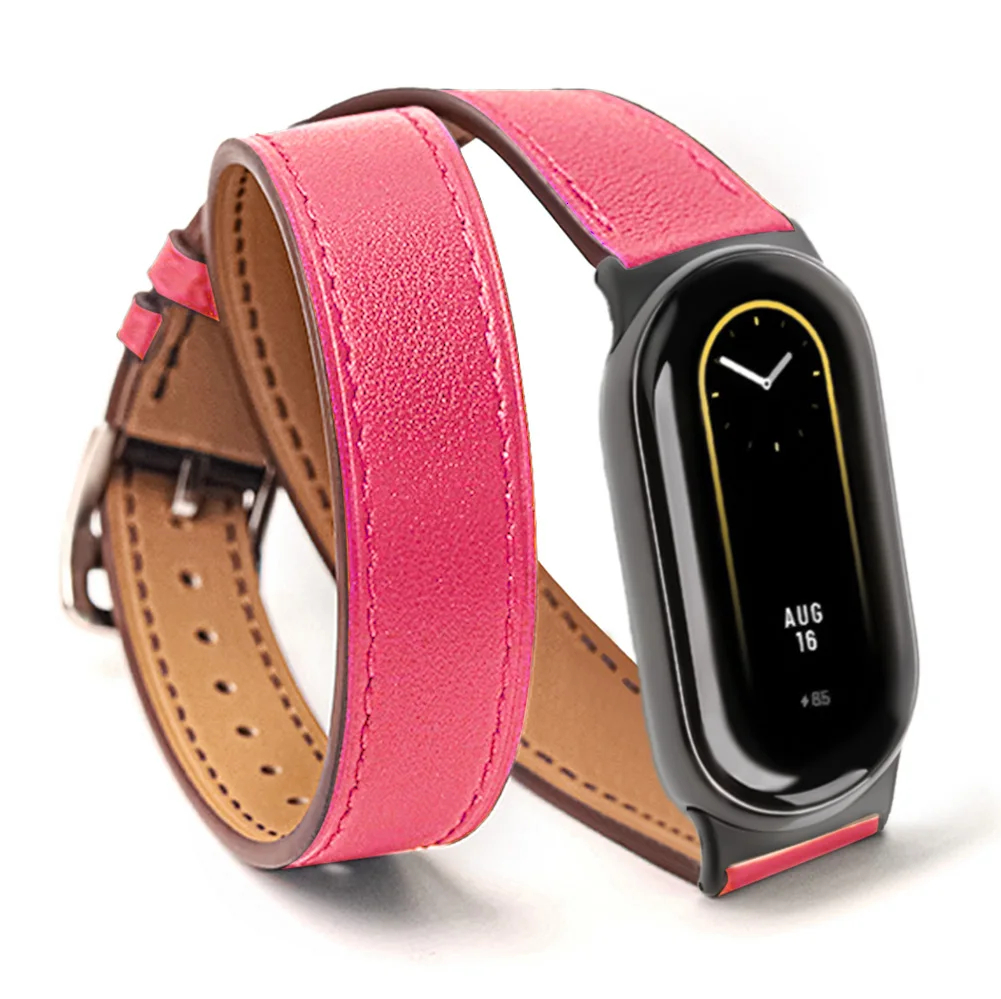 For Mi Band 8 Strap Leather band For Xiaomi Mi Band 9 Wrist Strap Correa Watch Replacement Miband 8 NFC Sports Bracelet Pulseira: Red Black