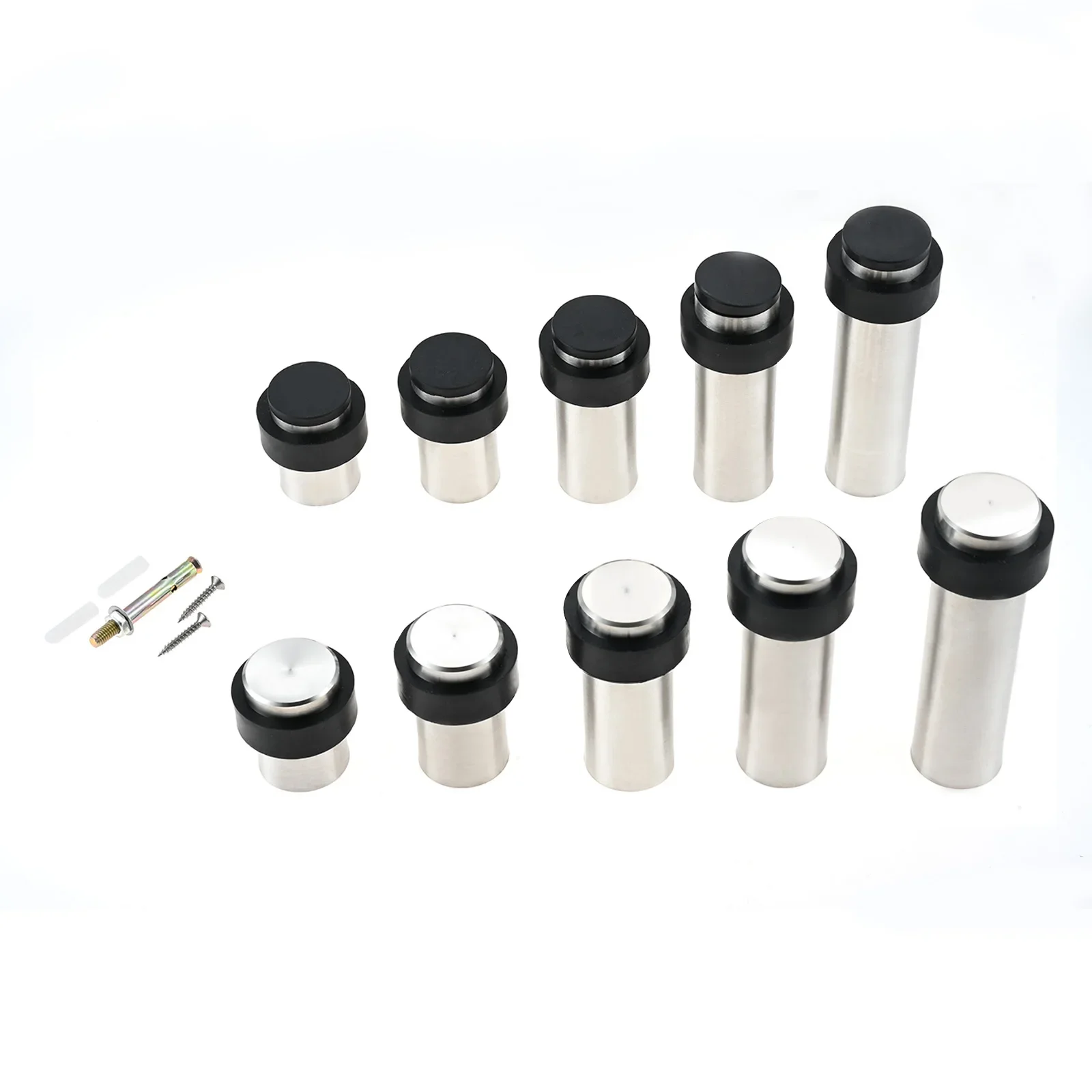 Tope de puerta silencioso de acero inoxidable, Tope de puerta cilíndrico anticolisión montado en la pared, para puertas de azulejos de cerámica, vidrio y madera, 1 unidad