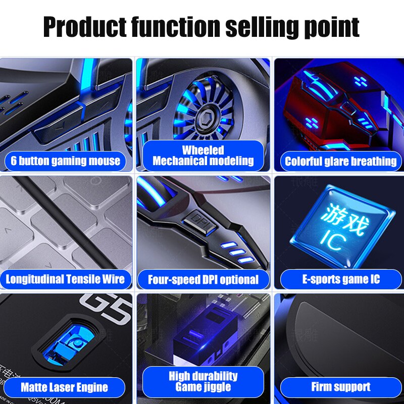 Gaming Mouse Colorful Silent Suitable For Laptop Gamers Mouse 6-button With DPI Optical Sensor RGB Optical Mechanical Mouse