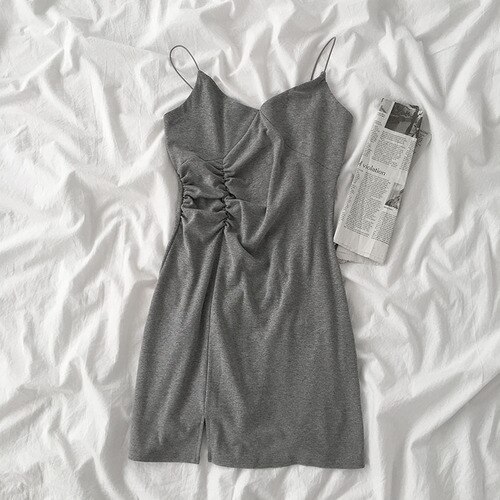 Nachthemden Vrouwen Mouwloze Sleepshirts Solid V-hals Vrouwelijke Sexy Slaap Jurk Nachtkleding Spaghetti Band Simple Casual Home Lounge: gray