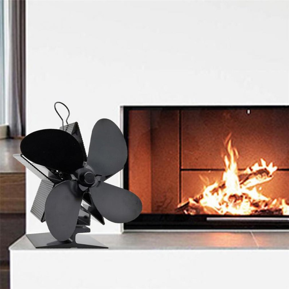 Mini pejs 4 klinge varmedrevet komfur ventilator effektiv brændeovn pejs ventilator hjem effektiv varmefordeling