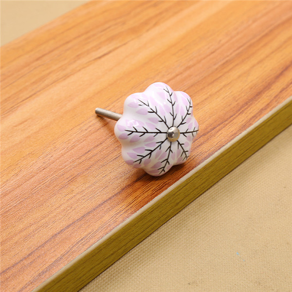 40mm farverige keramiske runde blomsterskabsknopper dørtrækhåndtag skabsskuffe garderobemøbelhåndtagsknopper: E