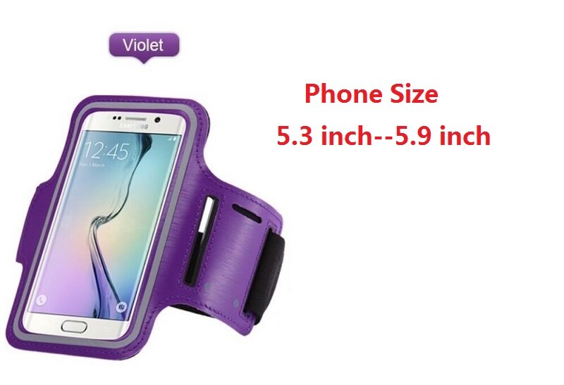 Brazalete para teléfono móvil, funda para iPhone, Samsung, Xiaomi, Huawei, 4,5 ''a 6,3'', funda con soporte para teléfono móvil, brazalete de mano: Size 5.3-5.9(Purple)