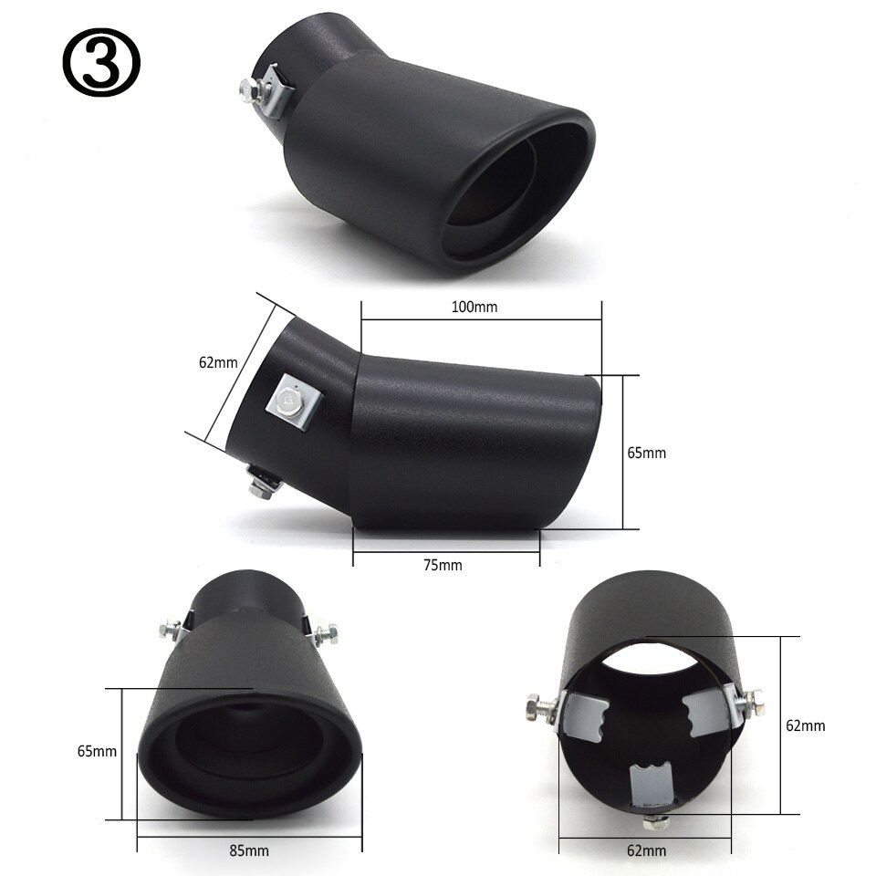 universell biler eksos lyddemper spiss rustfritt stål rør krom listverk modifisert bil bak bakre hale foring tilbehør: 3