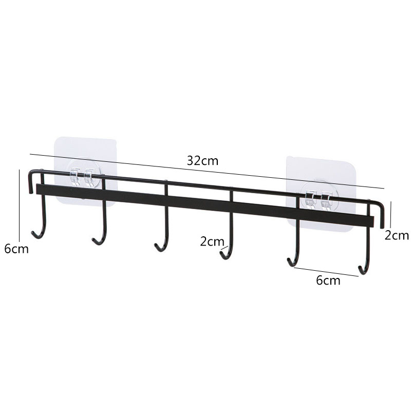 6 Hooks Wall Hanging Hook Self Adhesive Storage Hooks Kitchen Kitchenware Towel Hanger for Wall Door Bathroom Organizer