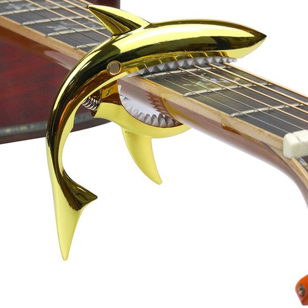 Shark Zinc alloy Metal Guitar Capo Quick Change Clamp Key Acoustic Classic Guitar Capo For Tone Adjusting: Amber gold