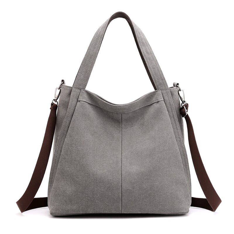 Grote Capaciteit Luxe Handtassen Vrouwelijke Draagtas Vrouwen Casual Canvas Handtas Opvouwbare Herbruikbare Schoudertassen Solid: Grijs