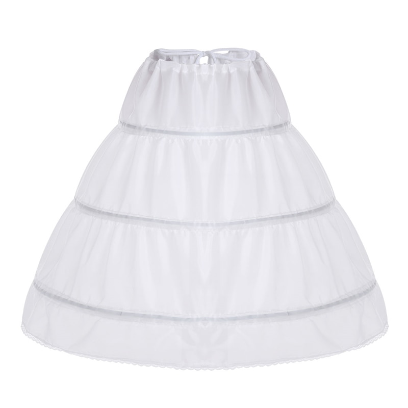 Kids Girls Crinoline Petticoat with 3 Hoops Underskirt Slip for Flower Girls Wedding Dress Vestido Party Children's Clothing