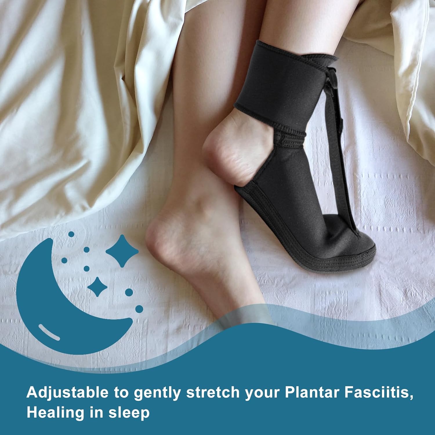 BraceAbility Plantarfasziitis-Nachtschiene, weiche Plantarfaszienbandage zum Schlafen, Achillessehnenentzündung, Fußabfall, Fersenschmerzen