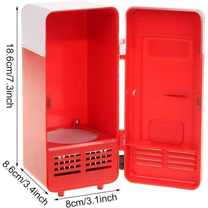 Mini Red USB Fridge Cooler Beverage Drink Cans Cooler / Warmer Refrigerator for Laptop PC Computer