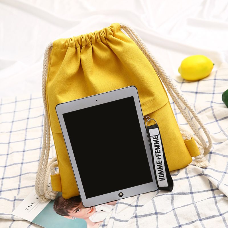 Canvas Storage School Gym Drawstring Bag Pack Rucksack Backpack Pouch sturdy and durable