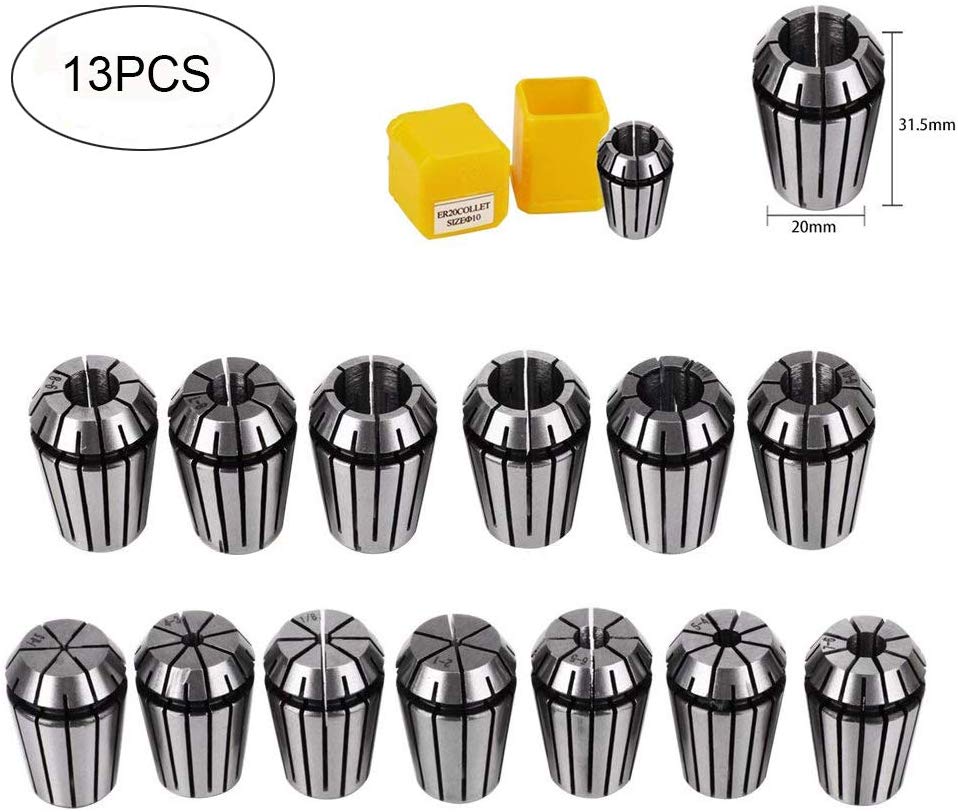 13Pcs/Set Accuracy 0.008 1-7mm ER11 Milling Chuck Spring Collet Set For CNC Engraving Machine Spring Collet Chuck Milling Lathe