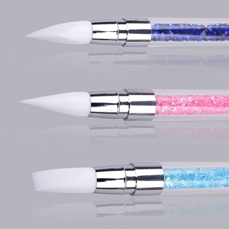 Pincel para pintar Nail Art, 1 unidad, 2 formas, silicona, grabado de huecos herramientas de manicura de decoración de uñas # G-B061
