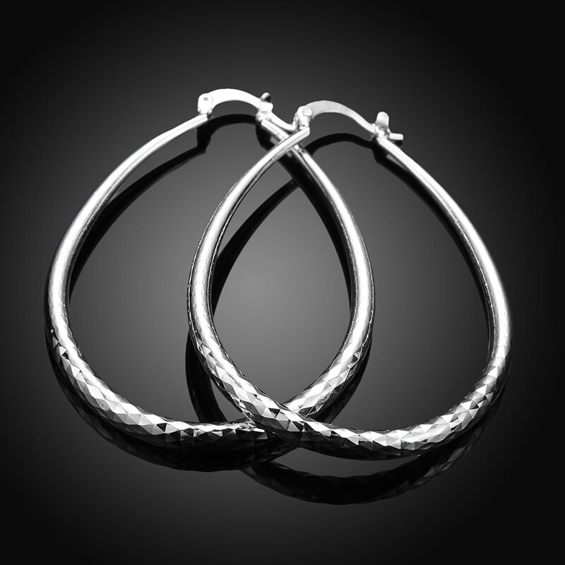 925 zilveren ovale creolen voor dames, zilveren trouwsieraden
