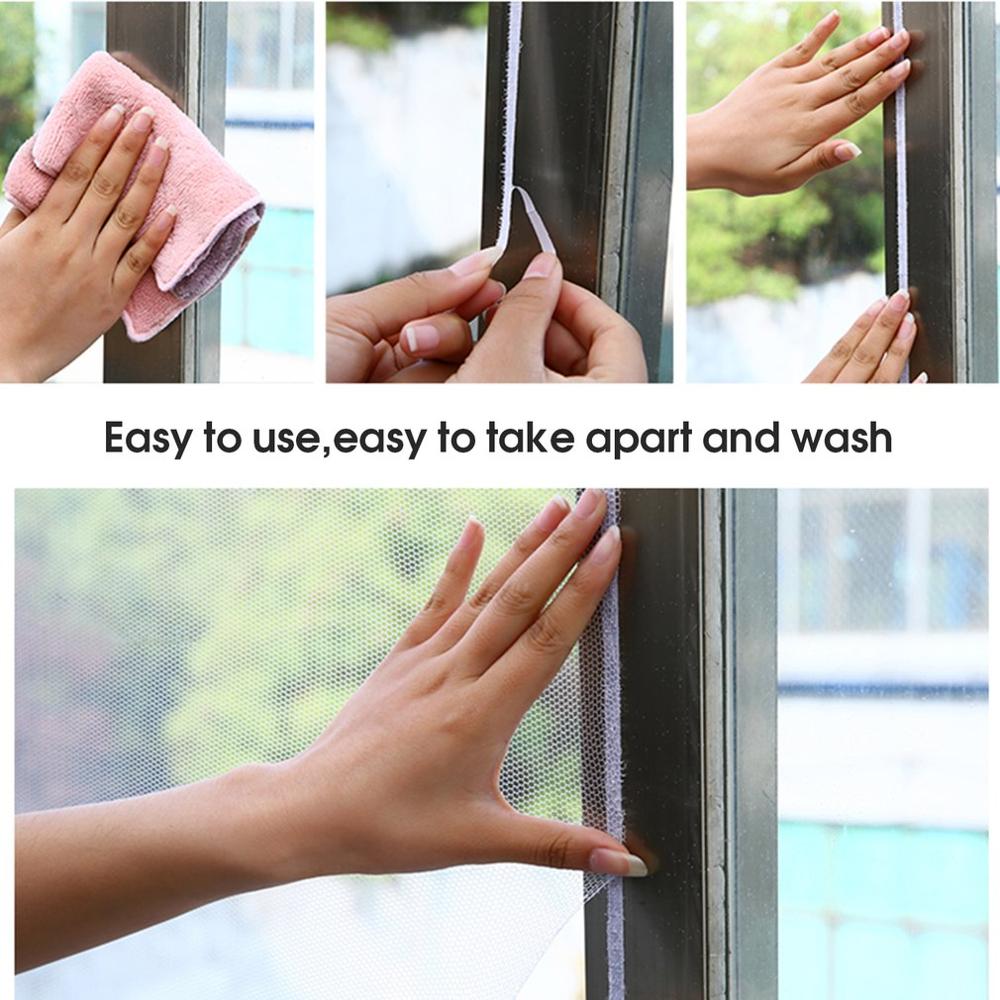 130 x 150cm anti-myg dør vindue net mesh stof gardin beskytter flyscreen dørskærm sommer stil mesh net