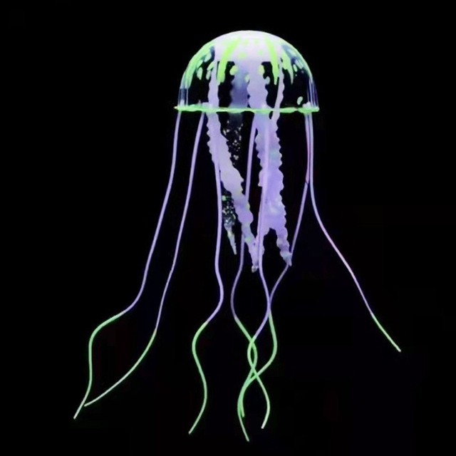 Méduse artificielle vive en Silicone, décor d'aquarium, ornement, matériau en Silicone, paysage aquatique inodore: green