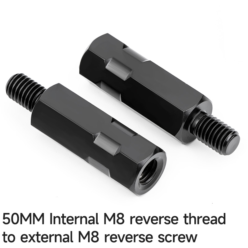 Longer Extension Black Motorcycle Rearview Mirror Adapters M8 8mm M10 10mm Anti clockwise Right Left Hand Thread Changing Screws: WHITE