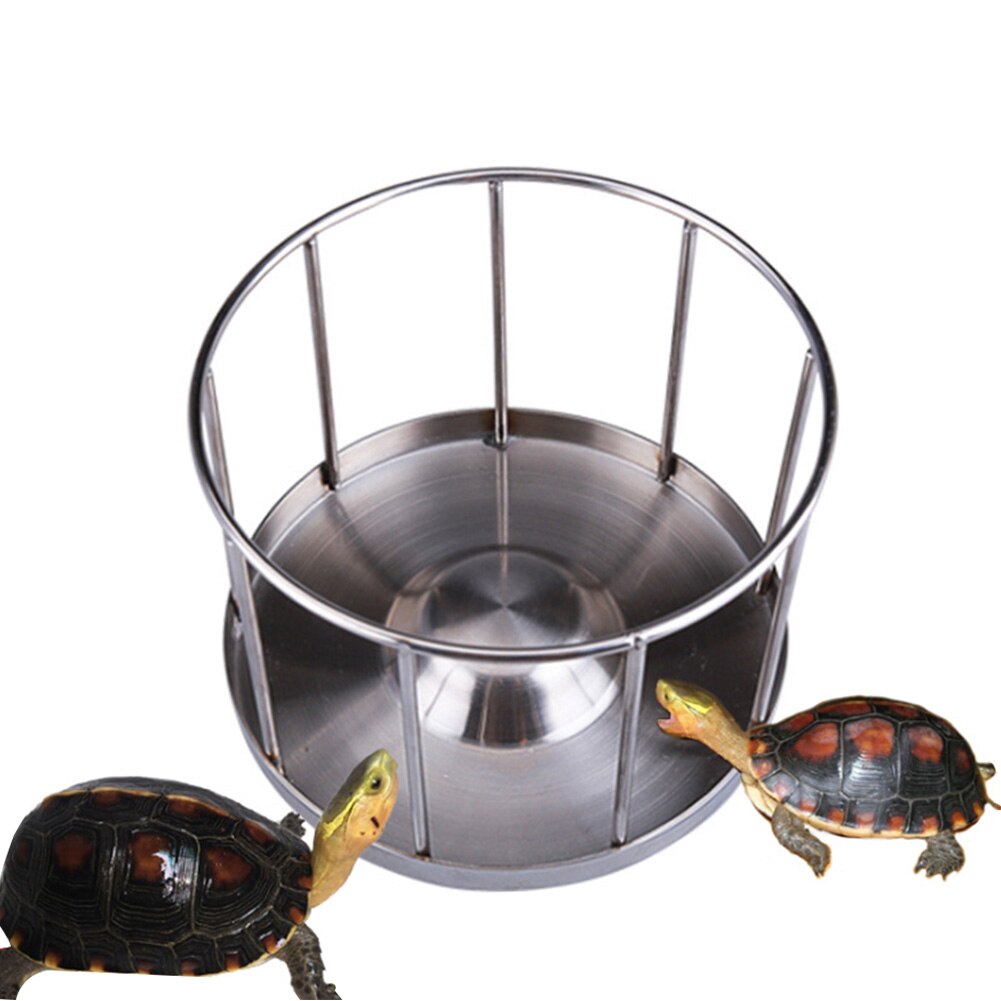 Outdoor Tortoise Feeding Bowl Tray Food Dish Easy Clean Pet Supplies Basin Home Turtle Stainless Steel Round Dispenser Water