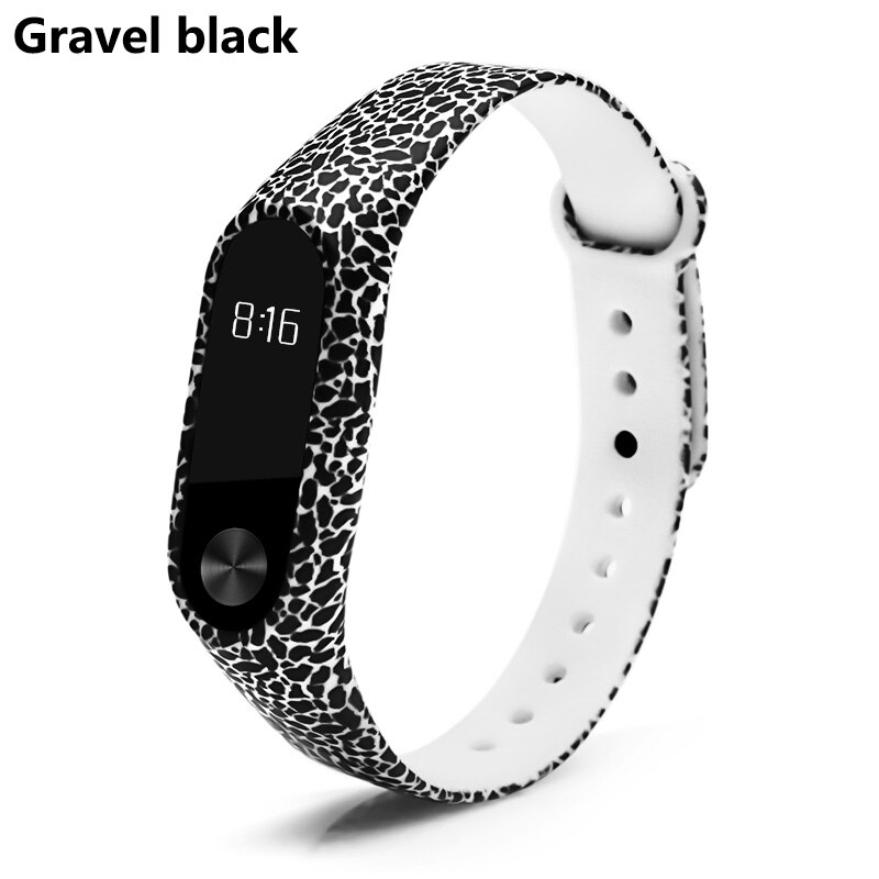 BOORUI Miband 2 Accessories mi band 2 strap colored Special Silicone Strap belt for Xiaomi Mi Band 2 Smart Bracelets Smartband: Black gravel