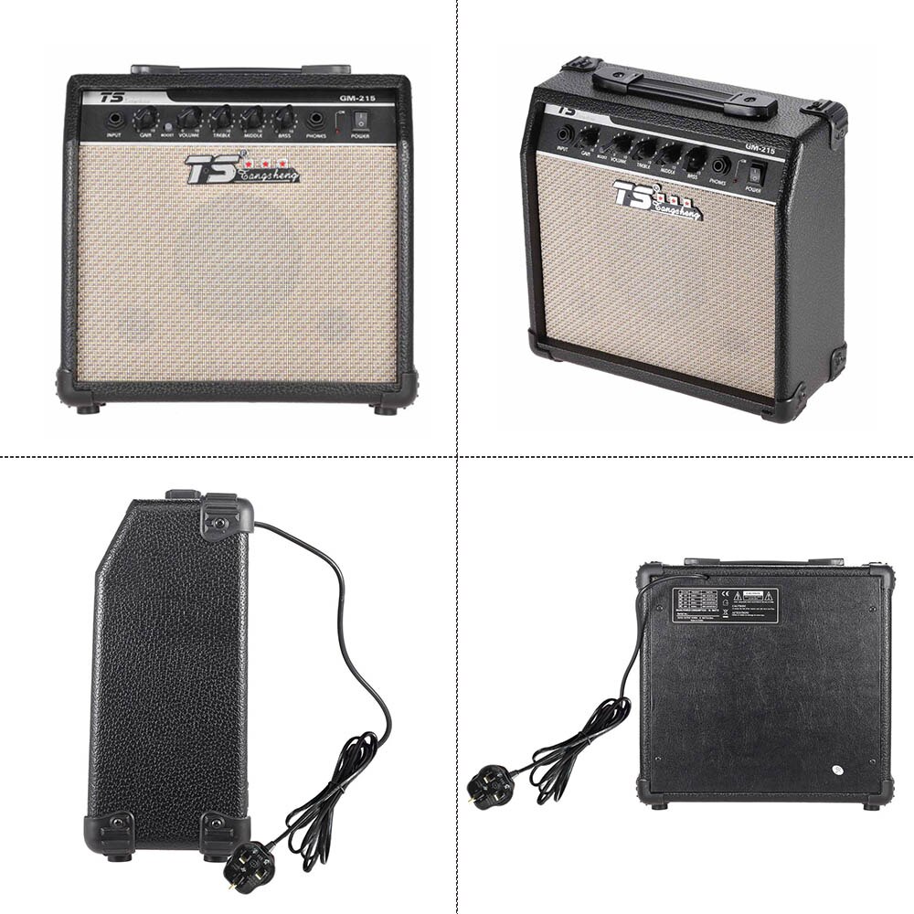 GM-215 15W guitare électrique amplificateur ampli distorsion avec 3 bandes EQ 5 "haut-parleur 6.35mm entrée guitare ampli 110V offre spéciale: 1 UK plug