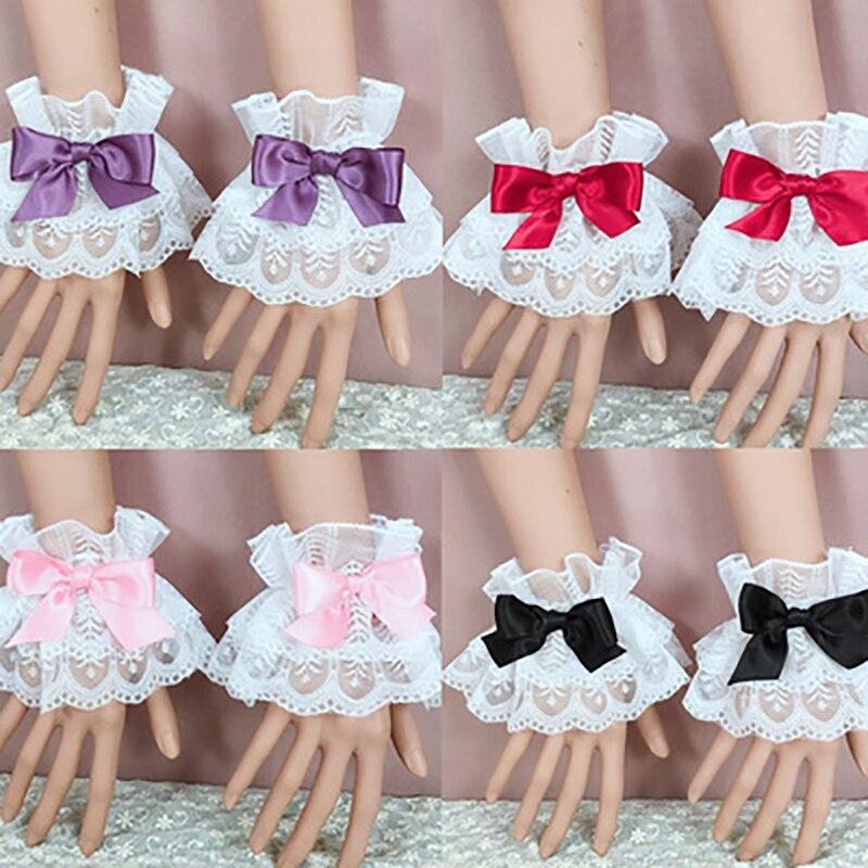 Japanse Lolita Hand Mouw Gothic Meisjes Strik Lace Hand Ring Kawaii Wit Anke Decoratie Meisjes Ruches Zachte Zus