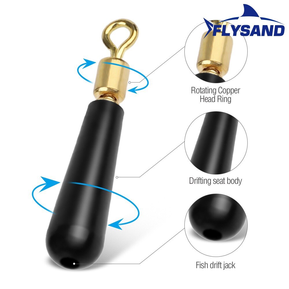 FLYSAND 50pcs/Box Drift Fishing Floats Seat Copper Head Rubber Bobber For Led Fishing Float Rotation Buoy Seat