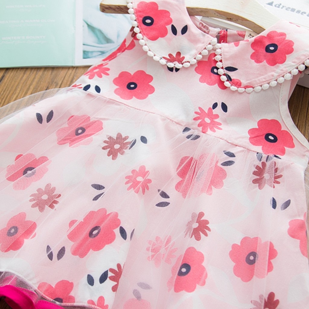 1-6 años, vestidos de Chifón con flores para niñas, ropa sin mangas con estampado de flores, vestido de princesa de verano para niños, vestido de , atuendo # P30
