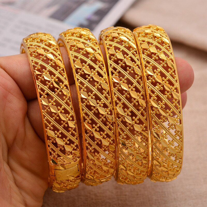 24K Dubai peut ouvrir des bijoux ethniques éthiopiens couleur or Bracelet bracelets pour femmes fille mariage mariée Bracelet bracelets bijoux
