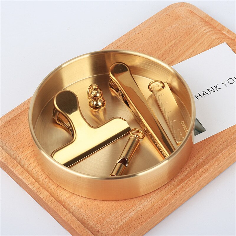 Bandeja de metal redonda de cobre puro, bandeja de almacenamiento de adornos de latón, oro rosa y oro, para picnic, buffet y en casa