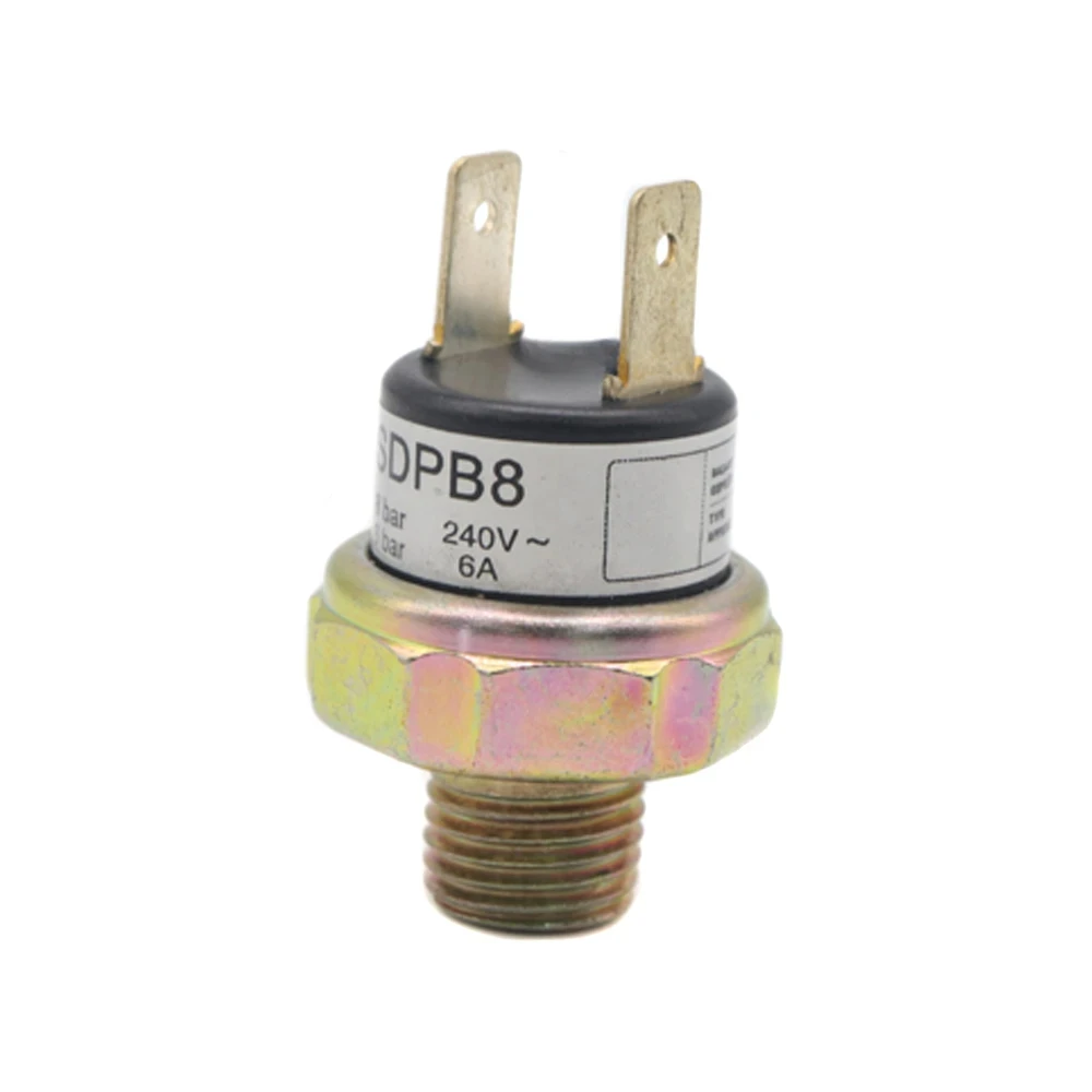SDPB8 240V 6A 6BAR-8BAR OFF 8BAR ON 6BAR Air Compressor Pressure Control Switch Valve Horn