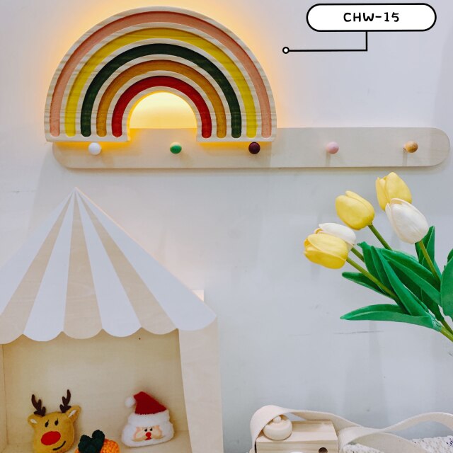 Nordic Style Handmade Painted LED Rainbow Building Blocks Rainbow Night Light Wall Hanging Rainbow Lamp Kid's Room Decor Props: 15