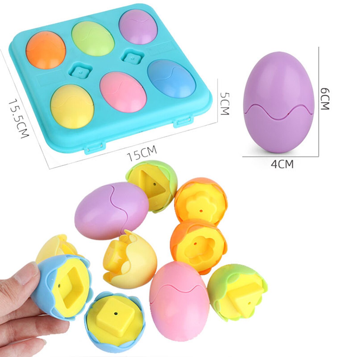 Forma quebra-cabeça brinquedos do bebê 13 24 meses inteligente ovo correspondência brinquedo de simulação educacional das crianças para o presente de natal de páscoa: Color Egg