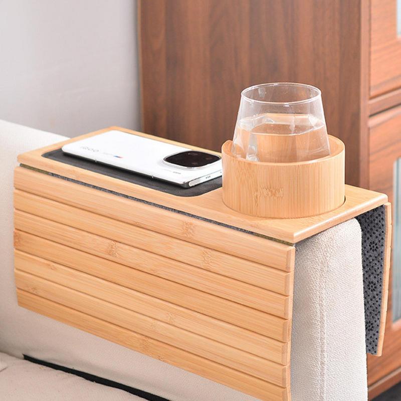 Portavasos de madera para sofá, brazo plegable para mesa, portavasos, mesas para sofá, organizador de brazo para sofá, extraíble y ajustable para aperitivos