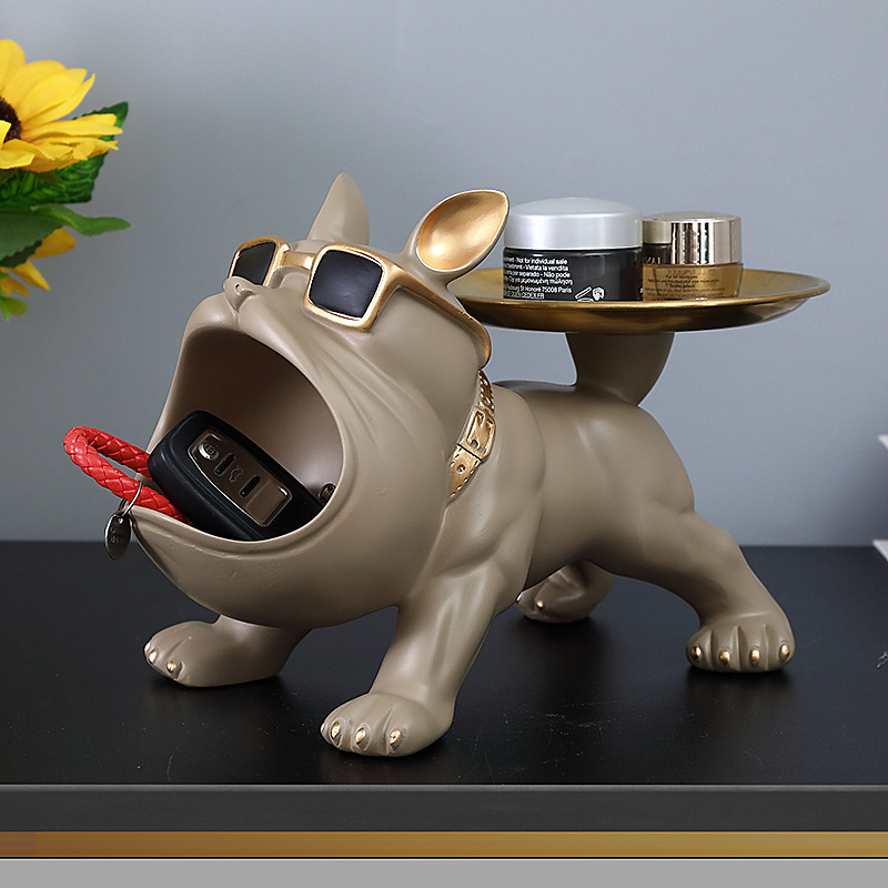 Bulldog Hars Standbeeld Opbergdoos Beeldje Hond Home Decor Dier Ornament Craft Art Sculptuur Beeldje Thuis Puppy Sculptuur